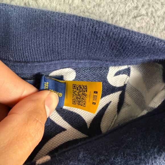 Polo Ralph Lauren Shirt Mens 2XL Blue Floral Print Geometric Pique Mesh - Picture 4 of 11